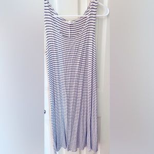Casual comfy navy striped dress .